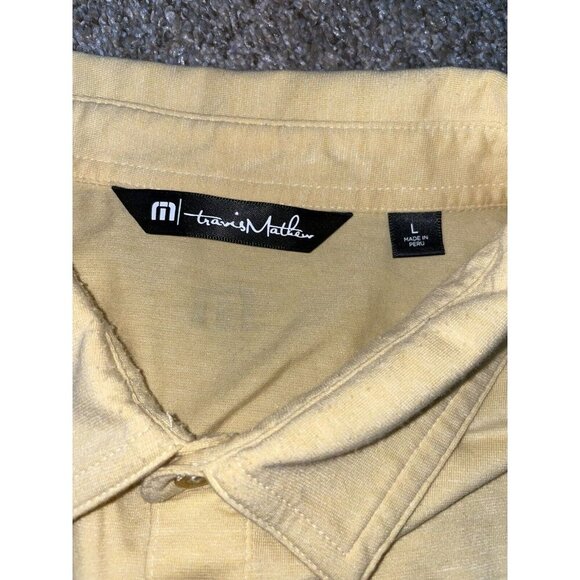 Travis Mathew Men's Large Golf Polo Light Yellow Cream Lightweight short sleeve - Picture 4 of 7